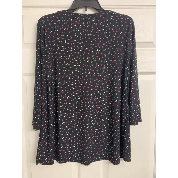 Anne Klein Polka Dot Scoop‎ Neck 3/4 Sleeve Blouse Size L - Picture 3 of 7